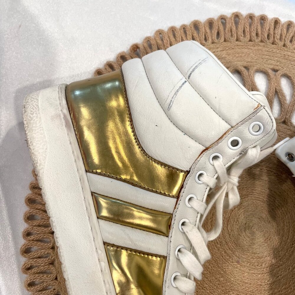 Gucci Signature Padded Leather High White Gold Sneakers EU 40 - Picture 5 of 16